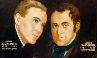 Tác giả ca khúc Silent Night, Franz Xaver Gruber (phải) và Joseph Mohr.