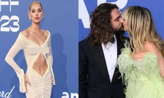 Thiên thần nội y lộ vòng một, Heidi Klum hôn chồng trên thảm xanh