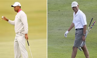 Tiger Woods (bên trái) và Tổng thống Mỹ Barack Obama cùng chơi golf