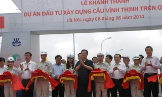 Lễ khánh thành cầu Vĩnh Thịnh sáng 8/6. Ảnh: S.L