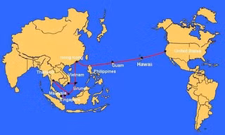 Tuyến cáp quang quốc tế AAG đoạn S1I, gần vùng biển Hong Kong bị đứt vào ngày 15/9. 