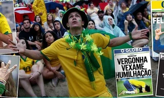 Người hâm mộ Brasil bàng hoàng, đau đớn chứng kiến cảnh đội nhà bị “thảm sát”. ảnh: Dailymail