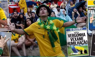 Người hâm mộ Brasil bàng hoàng, đau đớn chứng kiến cảnh đội nhà bị “thảm sát”. ảnh: Dailymail