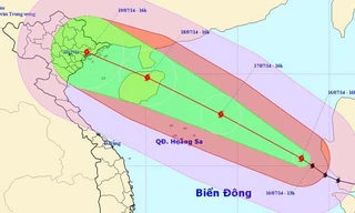 Dự kiến đường đi của bão số 2 (nguồn: Trung tâm Dự báo khí tượng Thủy văn T.Ư)
