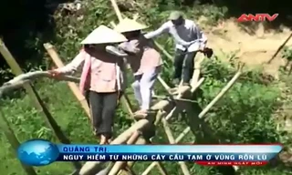 Người dân đánh đu tính mạng trên cầu tre