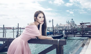 Quỳnh Thy khoe vai trần nõn nà ở Italy
