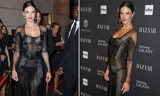 Siêu mẫu Brazil lấp ló thân ngọc với váy trong veo