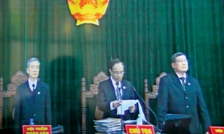 Ông Trương Việt Toàn (giữa) - chủ tọa phiên xét xử Dương Tự Trọng (em trai ông Dương Chí Dũng) hồi tháng 1 vừa qua