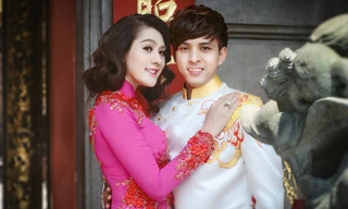 Lâm Chi Khanh mặc áo dài tình tứ bên Hồ Quang Hiếu