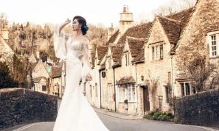 Huyền My mặc váy cưới làm cô dâu xinh đẹp