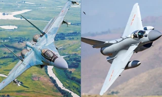 Tiêm kích J-10C của Trung Quốc (phải) và Su-35 Nga