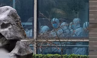 Các thành viên của nhóm WHO đến thăm Trung tâm Kiểm soát và Phòng ngừa Dịch bệnh Động vật Hồ Bắc ở Vũ Hán vào ngày 2/2