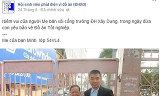 Xúc động bức ảnh người mẹ bán xôi mừng con trai tốt nghiệp ĐH