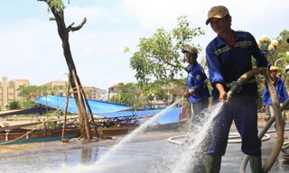 Phố cổ Hội An chạy đua gột rửa bùn non sau khi nước rút