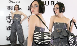 Châu Bùi diện đồ denim hầm hố, xuất hiện lẻ bóng trong buổi ra mắt BST thời trang