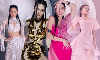 Hoa hậu Lương Thùy Linh, Á hậu Ngọc Thảo diện trang phục ánh kim lấy cảm hứng từ tương lai