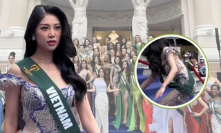 Dàn mỹ nhân đọ sắc tại Miss Earth 2023, Hoa hậu Lan Anh xử lý nhanh nhẹn khi gặp sự cố