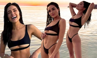 Hoa hậu Olivia Culpo mặc bikini cắt xẻ phô chân ngực 'bỏng mắt'