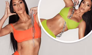 Kim Kardashian khoe thân hình 'rực lửa' với bộ sưu tập nội y màu neon