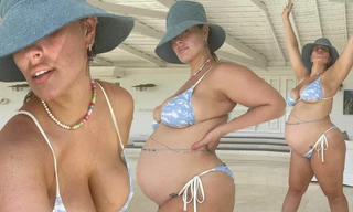 Dù đang cuối thai kỳ nhưng Ashley Graham vẫn tự tin diện bikini siêu bé