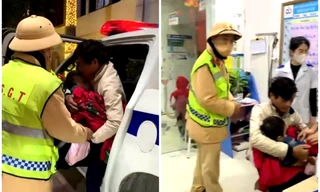 Cảnh sát dùng xe chuyên dụng đưa bé 5 tuổi bị co giật đi cấp cứu kịp thời