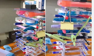 Góc "dự báo nghề nghiệp": Nhìn chiều cao của tháp bút, phán ngay “trình” của các "kỹ sư tương lai"!