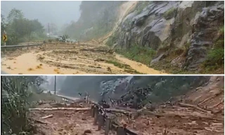 Sạt lở đèo Khánh Lê, giao thông Nha Trang - Đà Lạt bị chia cắt
