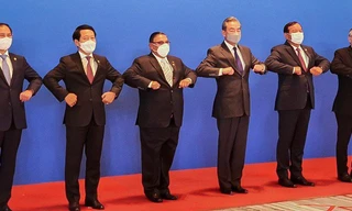 Bộ trưởng các nước Mekong - Lan Thương dự hội nghị. (Ảnh: Mofa)