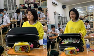 Teen mang vali kéo toàn sách vở tới lớp, biểu cảm của cô giáo khiến netizen thích thú