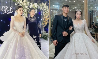 Khánh Linh diện váy cưới làm từ 30K viên đá Swarovski do chính Bùi Tiến Dũng lên ý tưởng