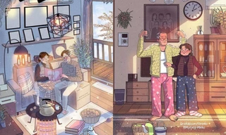 Bộ tranh “Yêu đến già, sống với nhau đến khi thành ông bà” về tình yêu gây xúc động mạnh