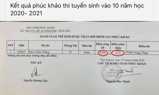 Nam sinh Thái Nguyên phúc khảo điểm từ 0,5 lên 9,75 khiến cộng đồng mạng xôn xao
