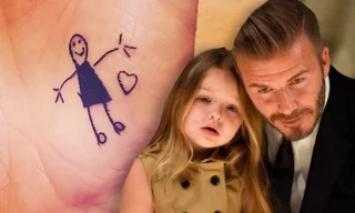 Beckham tự hào khoe hình xăm Harper thiết kế