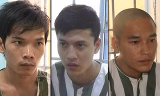 3 bị can (từ trái qua) Tiến, Dương, Thoại.