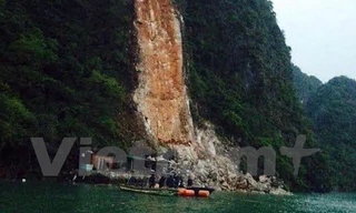 Khu vực xảy ra vụ sạt lở. Ảnh: Vietnam+