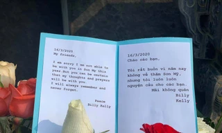Cựu binh Mỹ Billy Kelly: “Tôi rất buồn vì năm nay không về thăm Sơn Mỹ, nhưng tôi luôn luôn cầu nguyện cho các bạn. Mãi mãi không quên”.