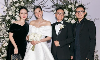 Linh Nga và bạn trai dự lễ cưới Hoa hậu Dương Mỹ Linh 