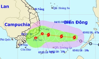 Vị trí và hướng di chuyển của cơn bão số 1. Ảnh: NCHMF.