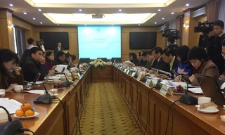 Quang cảnh buổi họp báo. Ảnh: BT