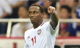 Tiền đạo Ahmed Khalil trong màu áo ĐTQG UAE.