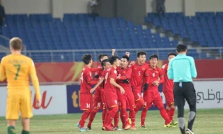 U23 Việt Nam ăn mừng chiến thắng trước U23 Australia.