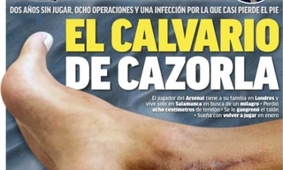 Hình ảnh chấn thương khủng khiếp của Cazorla.