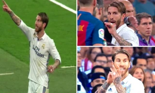 Ramos vỗ tay khiêu khích trọng tài khi nhận thẻ đỏ.