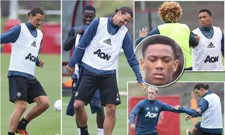 Martial mặt buồn thiu trong ngày tập cùng Ibra.