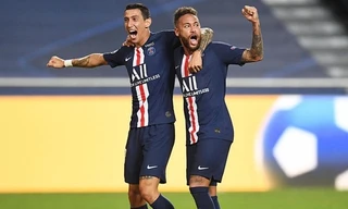 Niềm vui của các cầu thủ PSG sau khi đại thắng RB Leipzig.