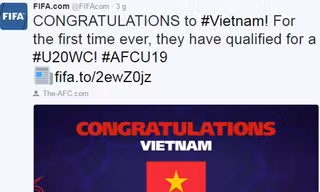 FIFA chúc mừng U19 Việt Nam.