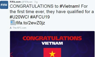 FIFA chúc mừng U19 Việt Nam.