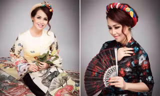 Hoa hậu Diệu Hoa trẻ đẹp ngỡ ngàng với áo dài Tết
