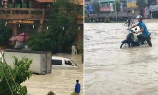 Ngập nước trên quốc lộ 51 TP Biên Hòa.