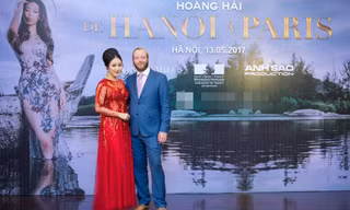 Hoa hậu Ngô Phương Lan được chồng tháp tùng đi làm MC